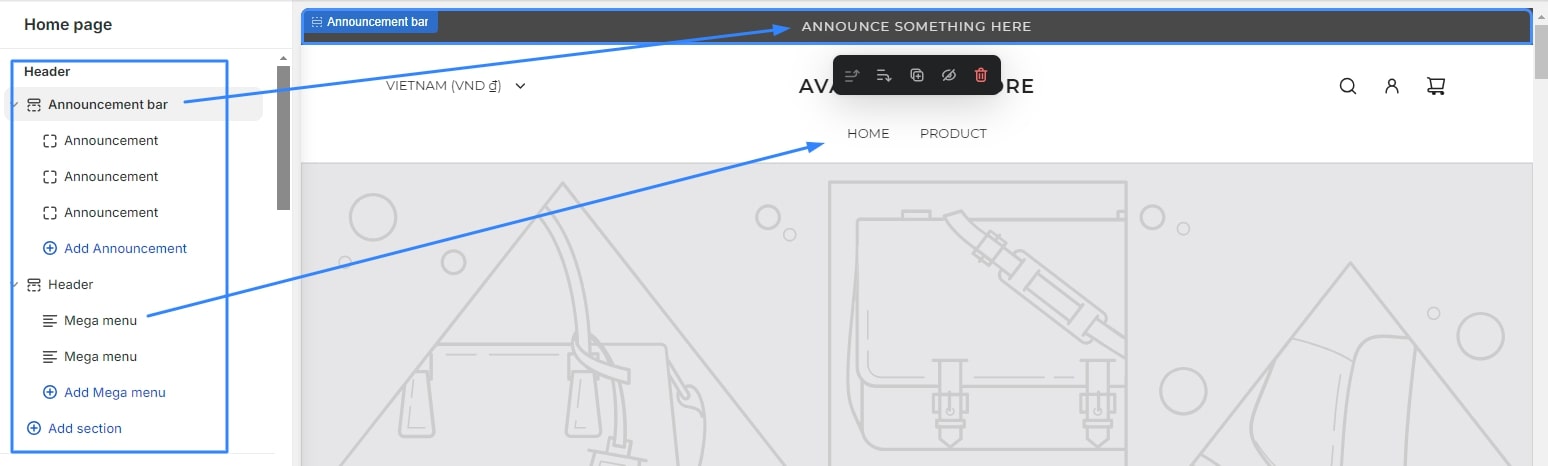 Customize the Header